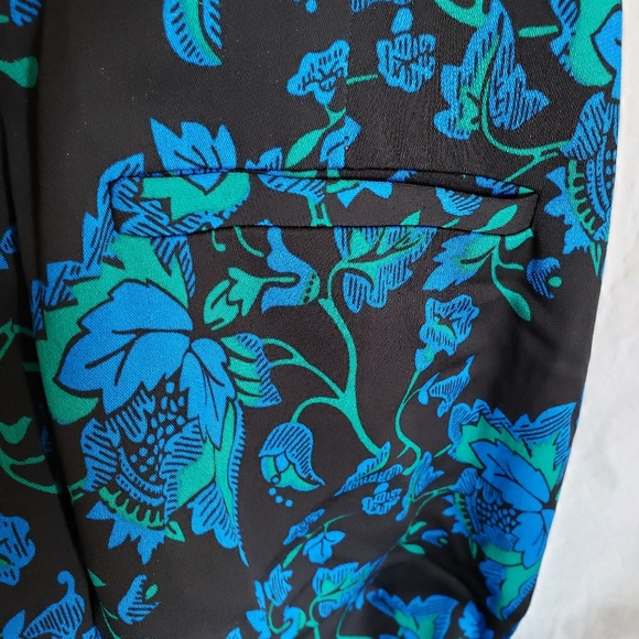 DVF floral flat front crepe wide leg trouser pants - Picture 5 of 11